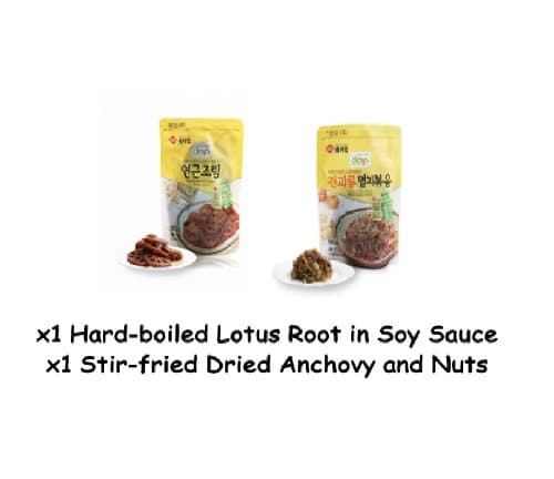 Chonggajip Side Dish Set A-6 (Hard-boiled Lotus Root in Soy Sauce x1, Stir-fried Dried Anchovy and Nuts x1) 종가집 반찬 세트 (연근조림 x1/견과류멸치볶음x1)