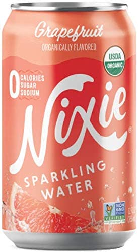 Nixie Sparkling Water, Grapefruit | 12 fl oz cans, 24 pack | Organic, Vegan, Non-GMO, Gluten Free, 0 Calories, 0 Sugar, 0 Sodium