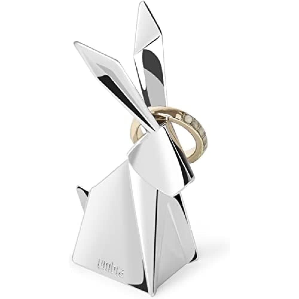 Umbra Rabbit ORIGAMI Ring Holder – Modern Ring Holder/Ring Organizer Small Great Gift Idea for Party Favors and Bonbonnieres, Metal Plated/Chrome Finish