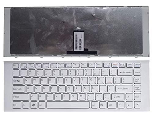 Replacement Keyboard with Frame for Sony Vaio VPCEG VPC-EG Vaio PCG-61911L PCG-61913L PCG-61A11L PCG-61A12L PCG-61A13L PCG-61A14L, US Layout White Color