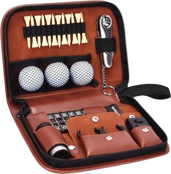 Golfoy Basics Golf Tool Kit Gift Set, Golf Accessories Set with Golf Balls, Rangefinder, Golf Tees, Cleaning Brush, Multifunctional Divot Tool, Scorer, Ball Holder Clip, Golf Gift Accessory