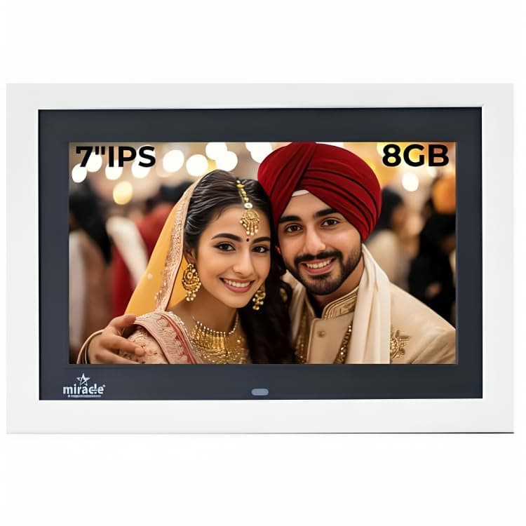 MIRACLE DIGITAL 7 Inch Digital Picture Frame,HD IPS Digital Photo Frames,Wall Mounted Electronic Slideshow,Using USB or SD to Play Photos/Videos/Music