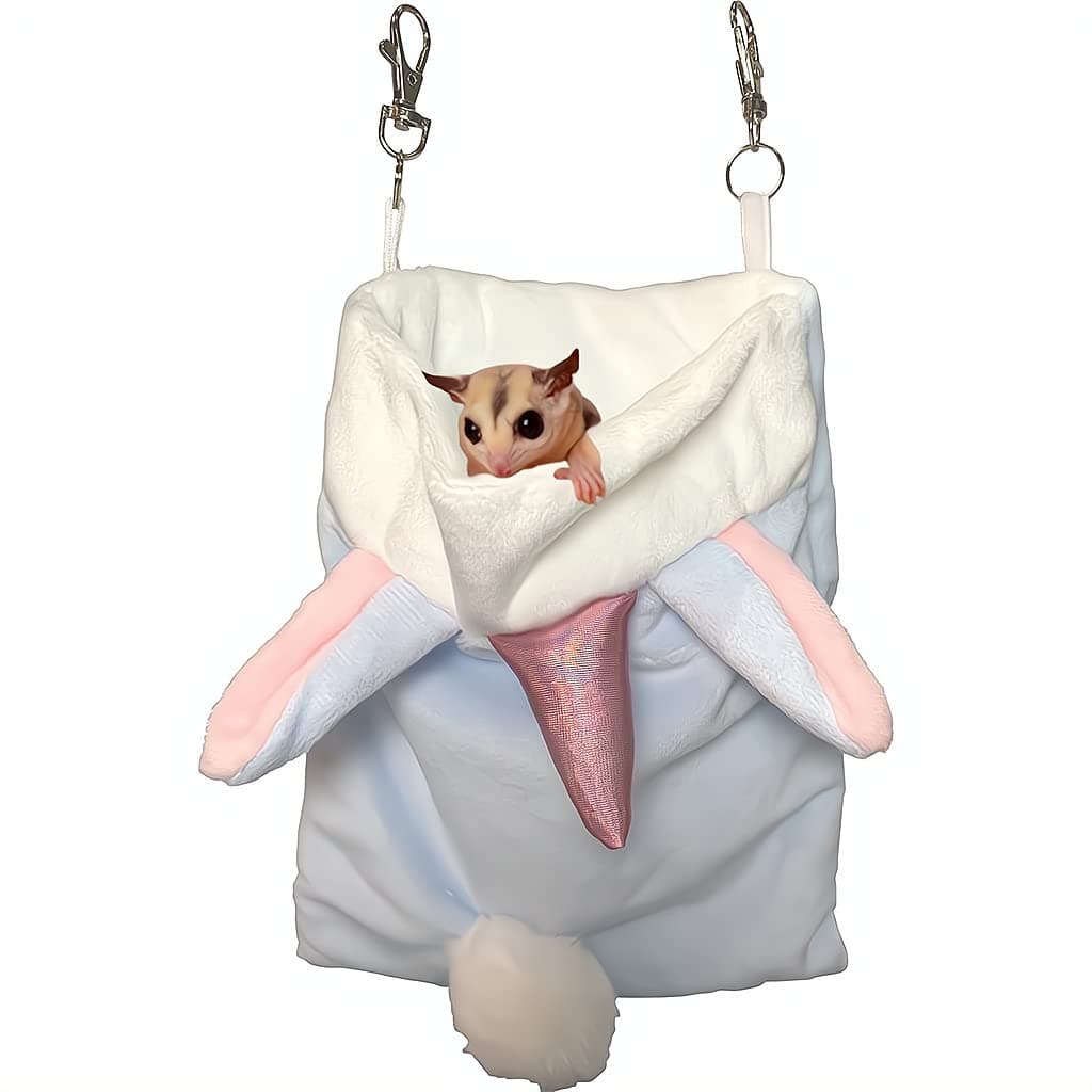 ELECDON Pet Hanging Sleeping Pouch for Sugar Glider, Small Animals Hammock Cage Accessories, Warm Sleep Bag for Squirrel Hamster Marmosets Small Pets, Blue, Style B