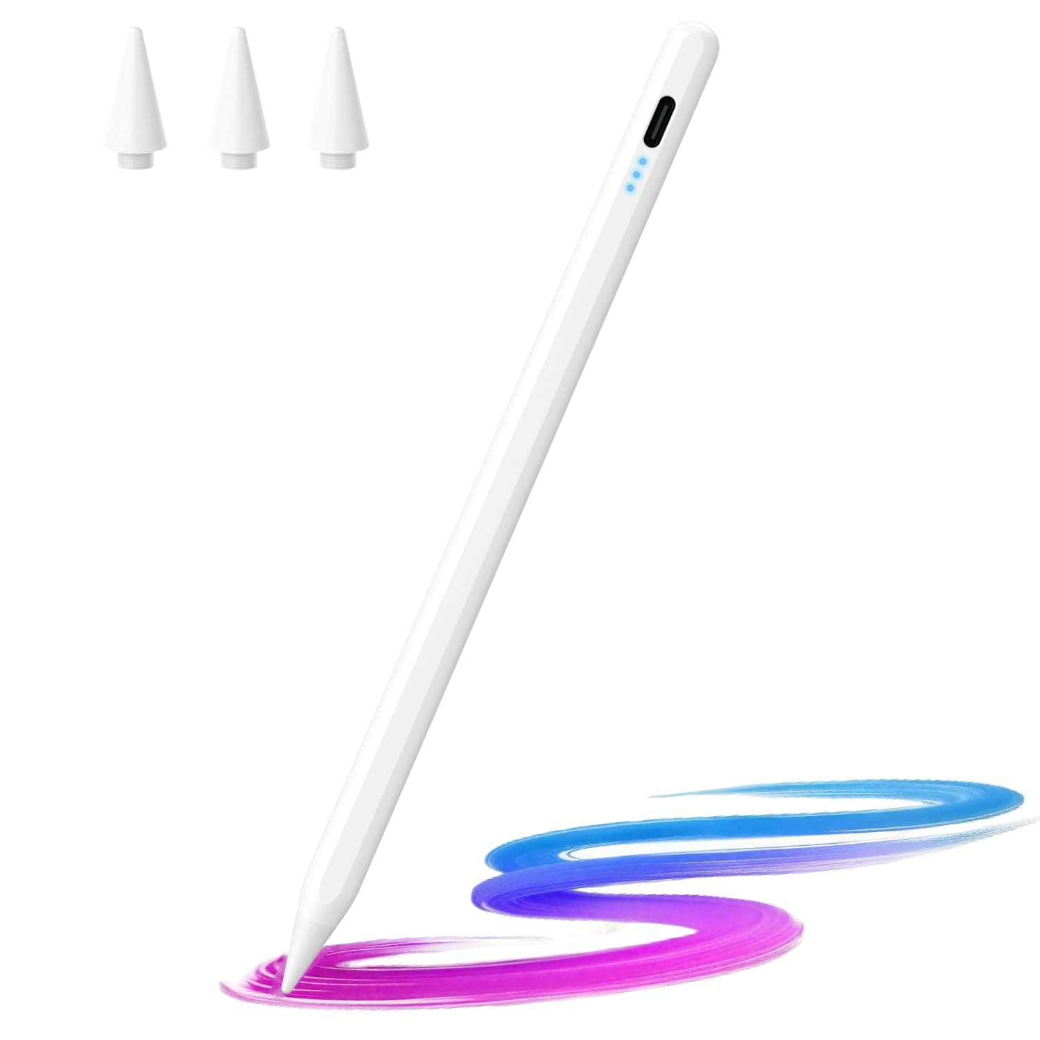 iPad stylus with palm rejection, active pencil compatible with Apple iPad Pro (2018-2022) (11/12.9"), iPad Air 3/4/5, iPad 6/7/8/9/10, iPad Mini 5/6th generation for precise writing/drawing