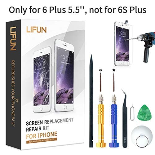 Screen Replacement Compatible with iPhone 6 Plus with Tools, Manual, Glass Protectors, LCD Repair Kit Display Full Front Touch Screen Digitizer Frame Assembly (White, 5.5'', iPhone 6 Plus)