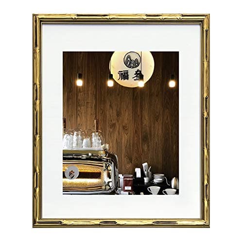 Flagship Frames 11x14 Frame Bamboo Modelling Made for 8x10 Picture Frame with Mat and 11x14 Picture Frame Without Mat Pre-Installed Wall Mounting Hardware (Gold)