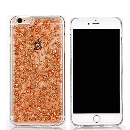 Iphone 6 plus/6s plus (5.5-inch) case,KoalaGroup Tide brand 24 karat gold transparent TPU soft case fragments personality protective sleeve Clear Bumper Case Cover (Rose gold)