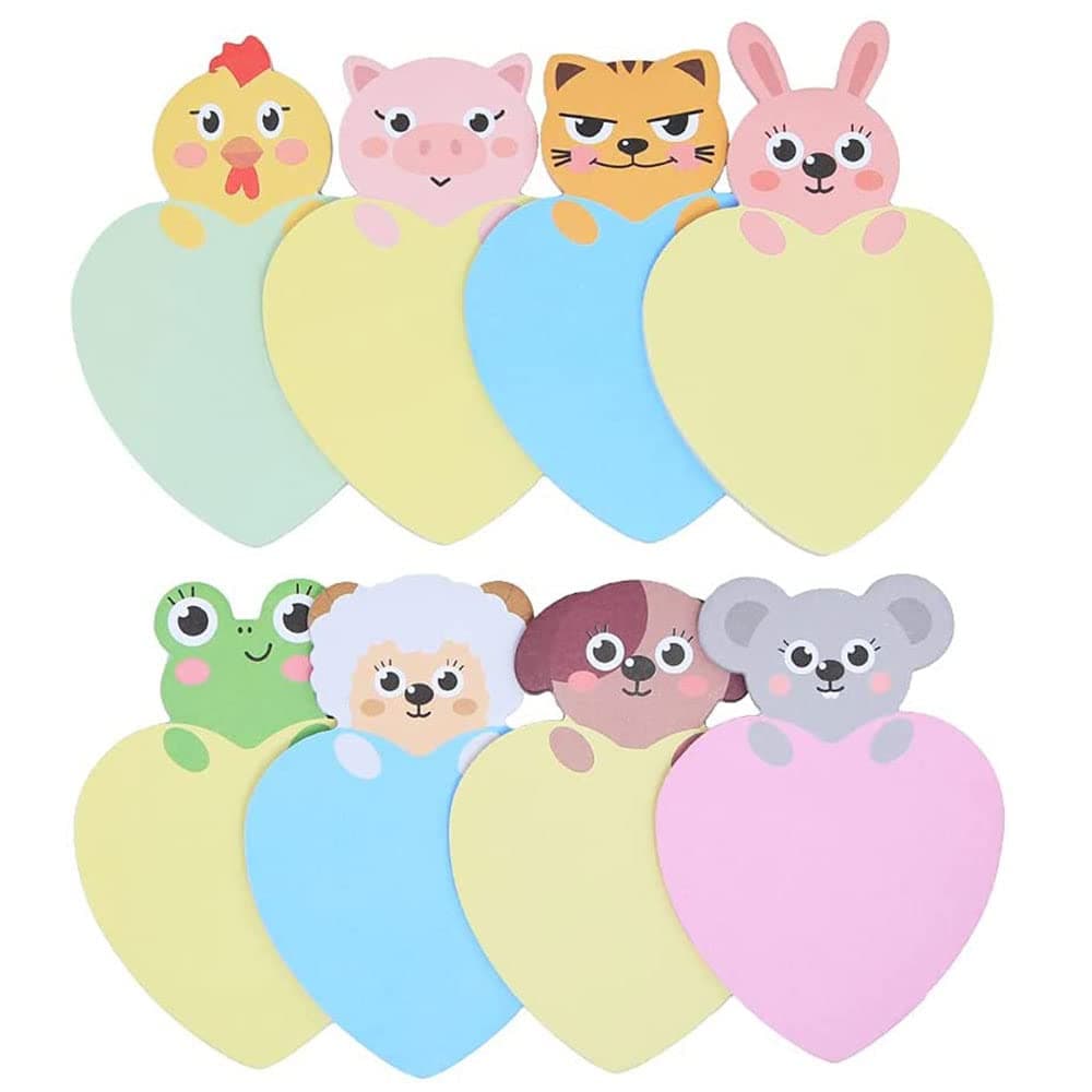 8 PCS Animal Sticky Notes Set Cute Novelty Sticky Notes Mini Memo Note Pad for School Office Memo Party Bags Filler Student Kids Gifts