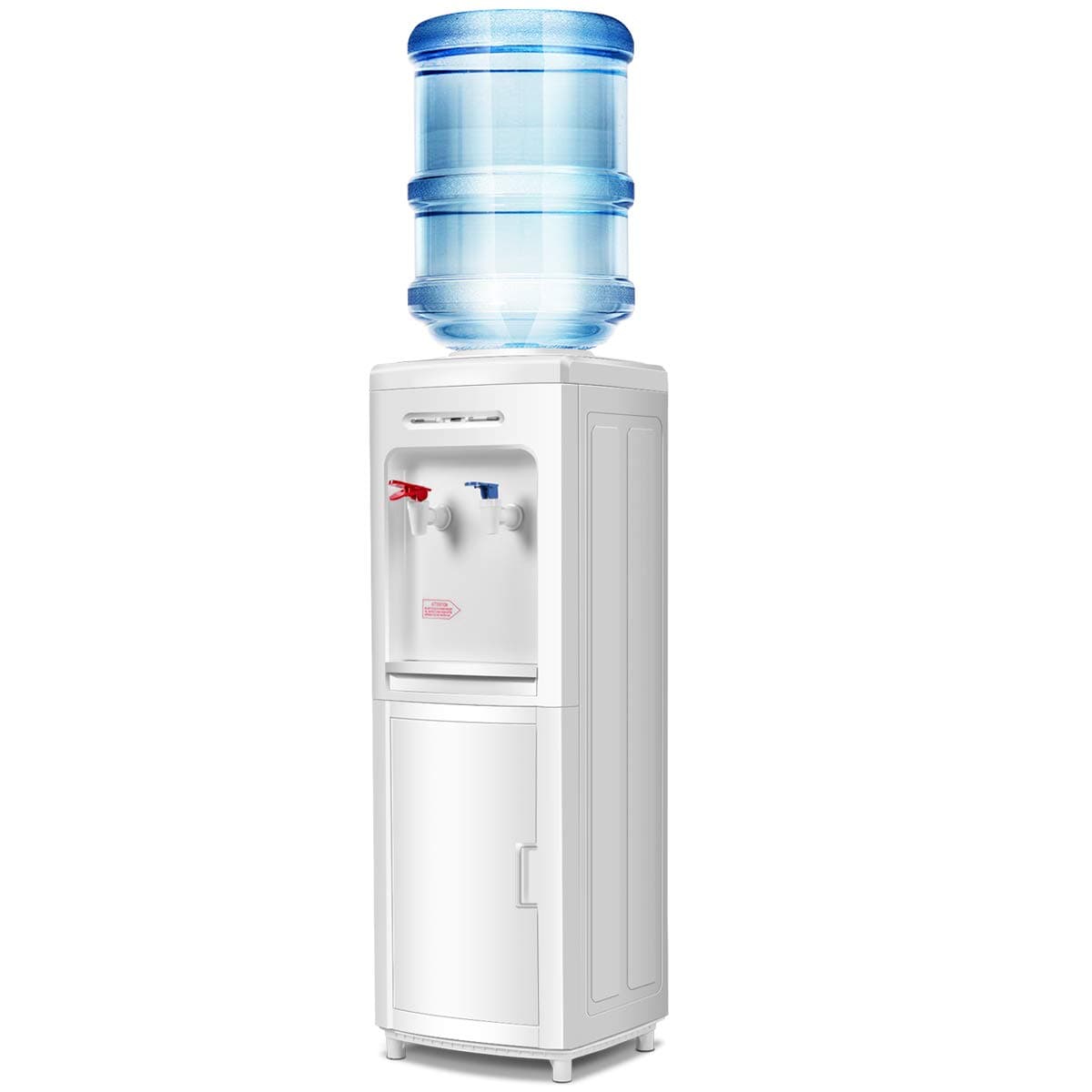 Top Loading Water Cooler Dispenser 5 Gallon Normal Temperature Water and Hot Bottle Load Electric Home with Storage Cabinet, White