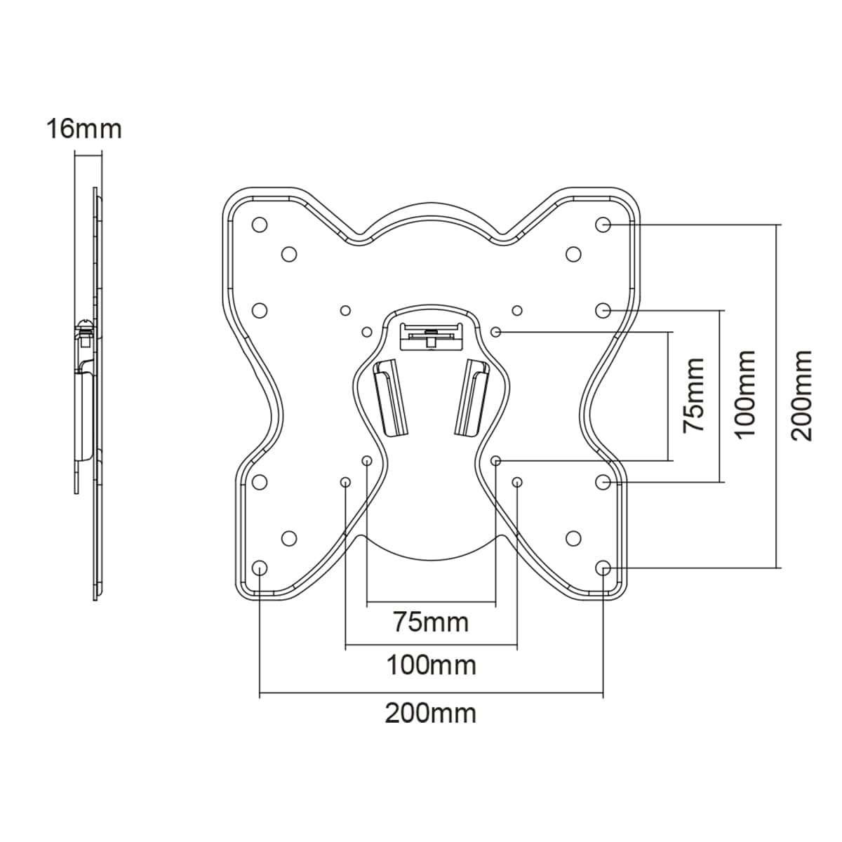 ProperAV Fixed Flat Wall TV Bracket 23" 24" 28" 32" 37" 40" 42" 43" VESA Max 200x200 Black