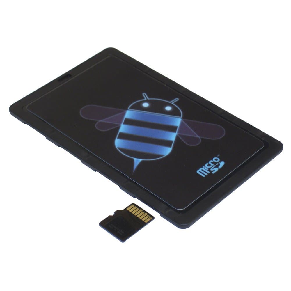 DiMeCard micro8 microSD Memory Card Holder ANDROID HONEYCOMB BEE EDITION (Ultra thin credit card size holder, writable label)