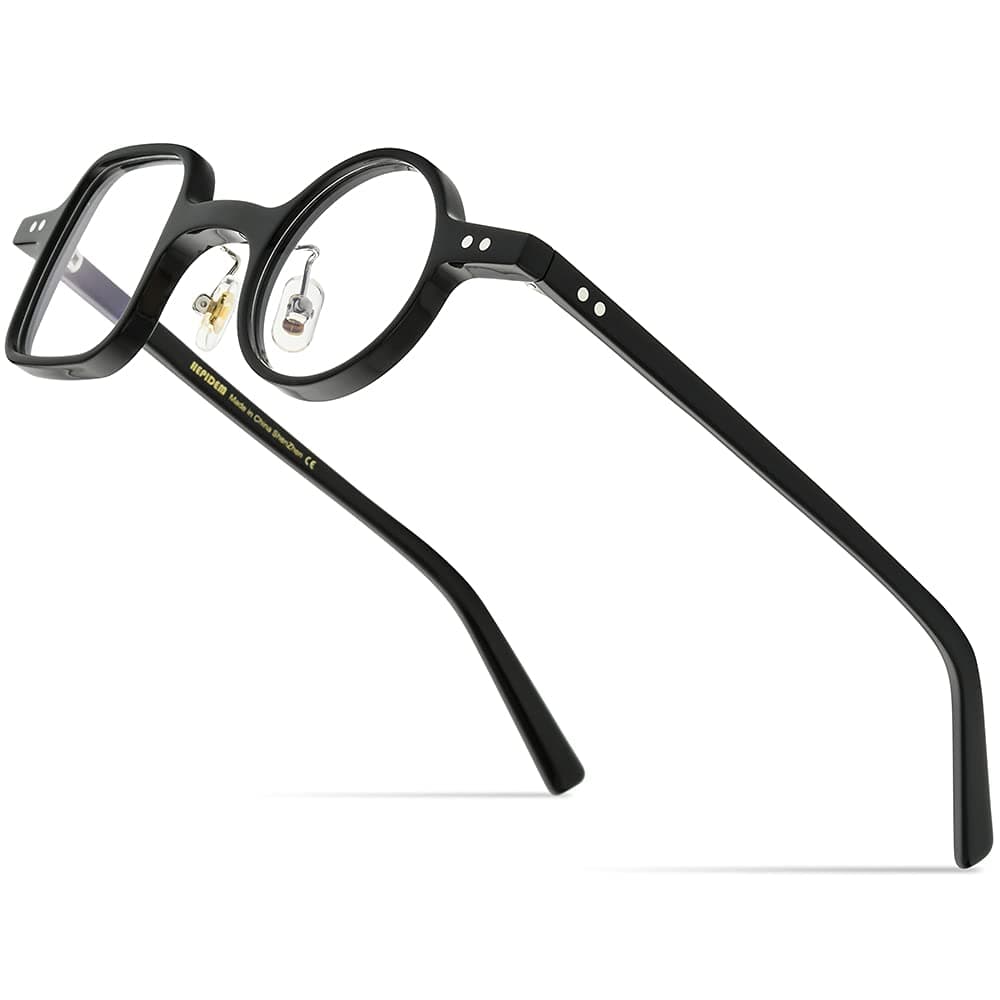 Acetate Glasses Frame Men,Left Square Right Round Vintage Retro Optical Eyeglasses