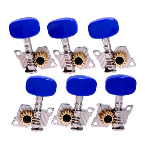 1set 6L Machine Heads/tuning Pegs Silver Plate Blue Button/head for Classical Guitar (A2074)