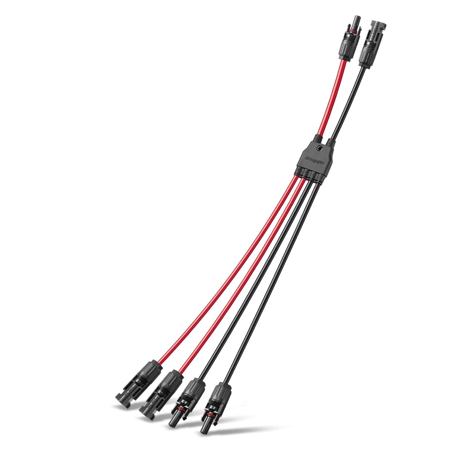 BougeRV Solar Parallel Connectors for 2 Solar Panels, 2 to 4 Y Branch 10AWG Adapter Splitter Cable Wire Plug PV Tool Kit, Waterproof (MFF/FMM)