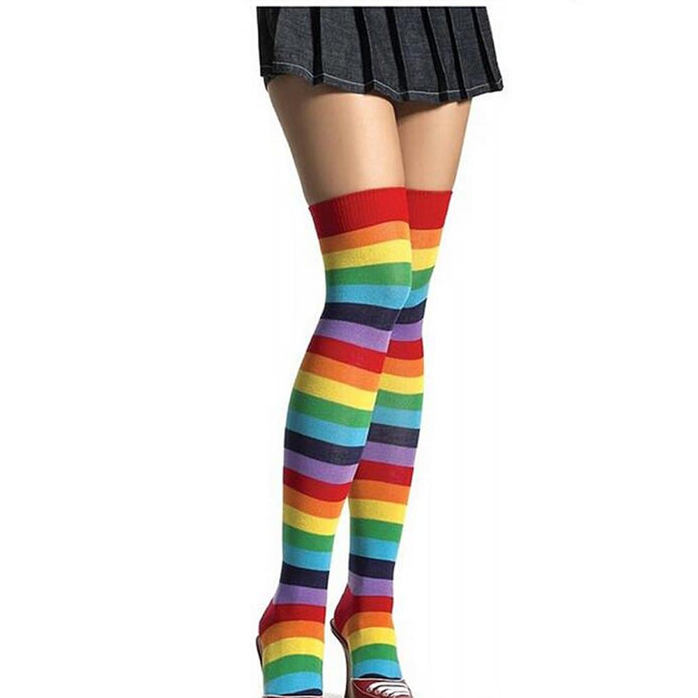 Rainbow Striped Thigh Highs Costume Accessory - One Size
