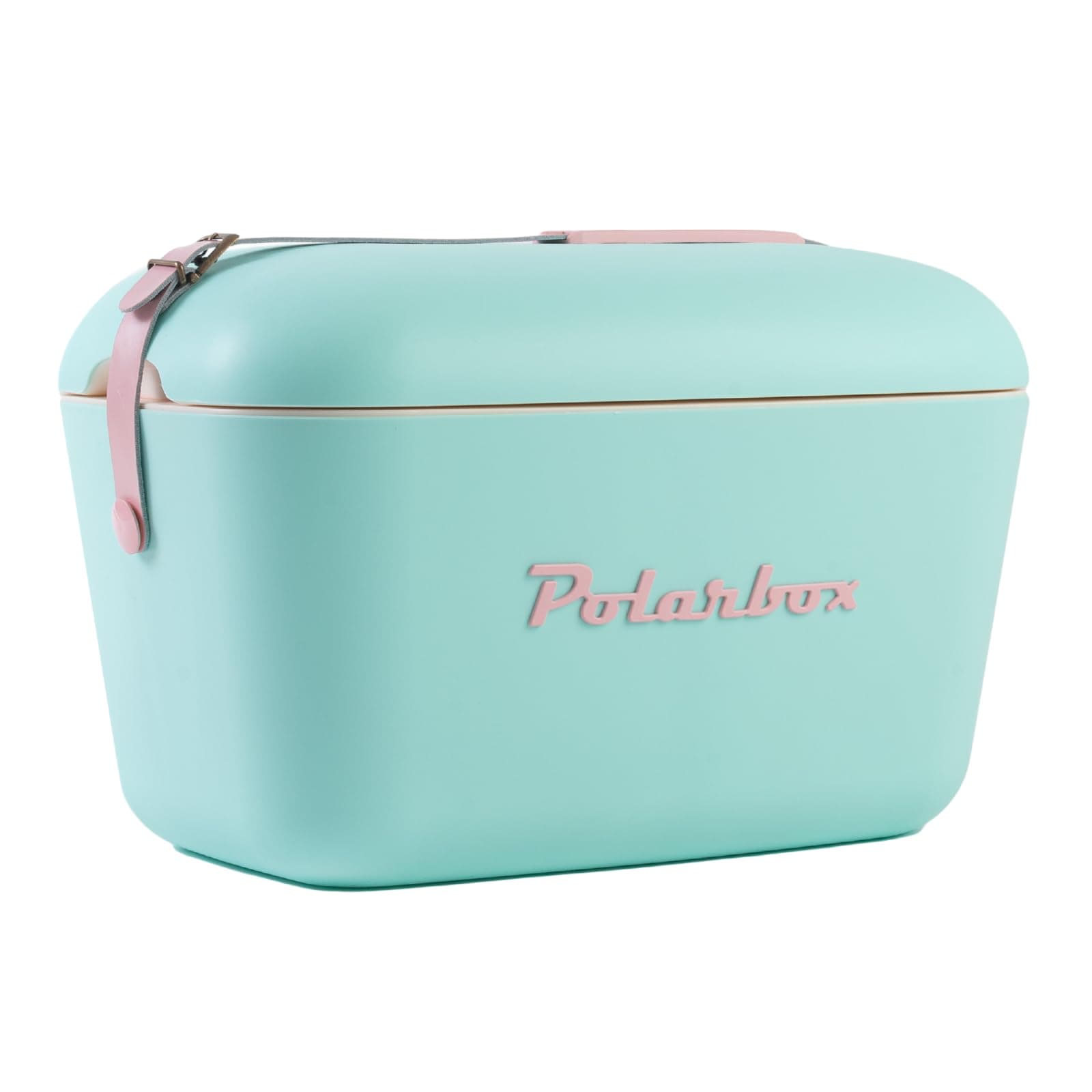 Polarbox Retro Beach Cooler Vintage Picnic Lunch Box Bag Portable Cooler Travel Camping Hiking 90s Style Ice Chest Extra Large Lightweight for Cans Beers & Seltzer Drinks 20L (Cyan Baby Rose)