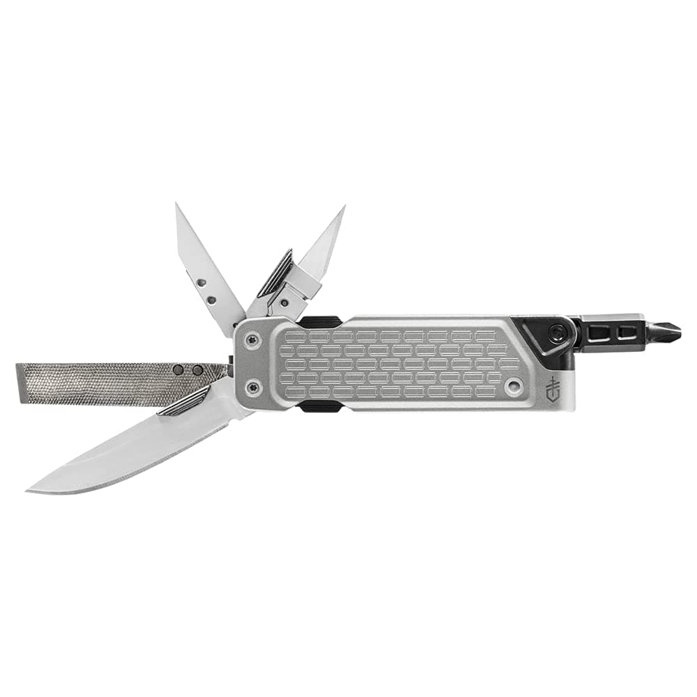 Gear Lockdown Driver 7-in-1 EDC Multitool - 2.5" Plain Edge Blade, Scissors, Bit Driver - Gifts for Men, Everyday Carry Gear and Survival Equipment - Silver