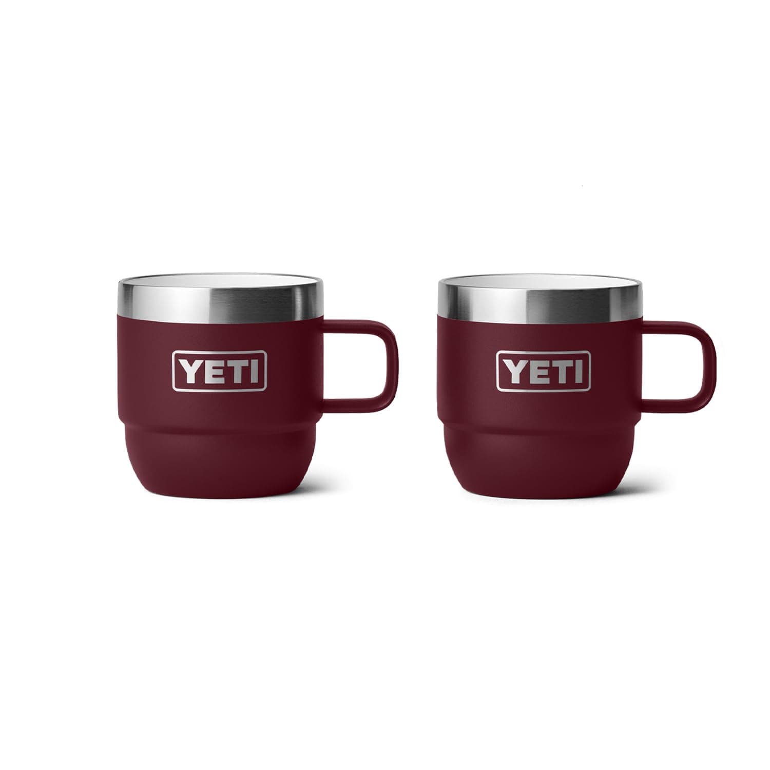 YETI Rambler 6 oz Stackable Mug, Stainless Steel, Vacuum Insulated Espresso/Coffee Mug, 2 Pack, Wild Vine Red
