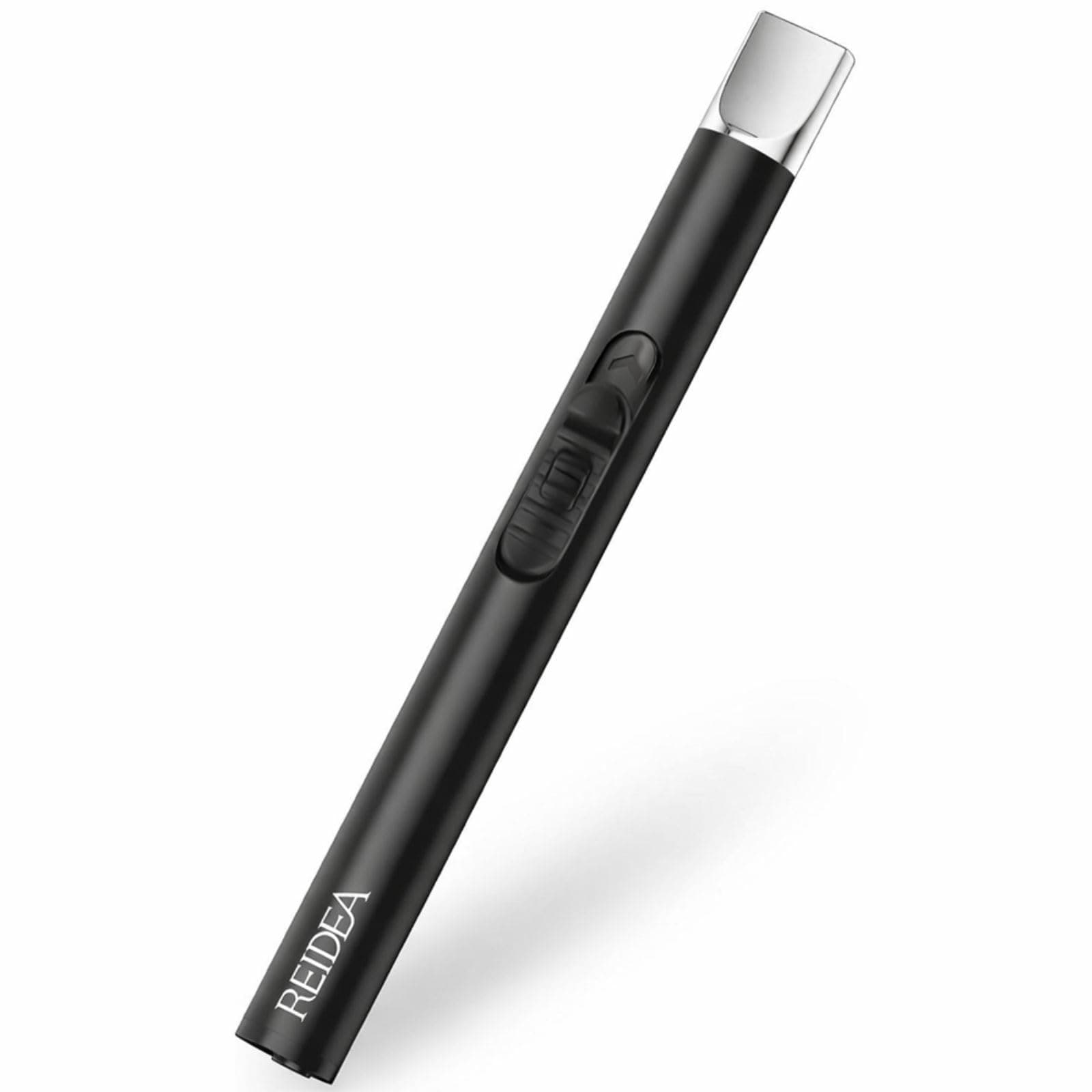 REIDEA 2 PCS Electronic Candle Lighter Arc Windproof Flameless USB Rechargeable Lighter with Safe Button for Home Kitchen (S4, Pitch Black)