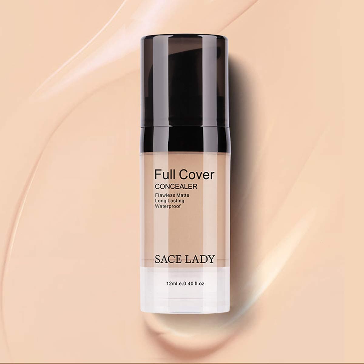 SACE LADY Full Coverage Concealer with Pore Primer Sponge Make-Up Kit, Waterproof Flawless Natural Liquid Foundation Corrector Makeup Set for Women Eye Dark Circles Spot Acne Scar Cover (12ml)