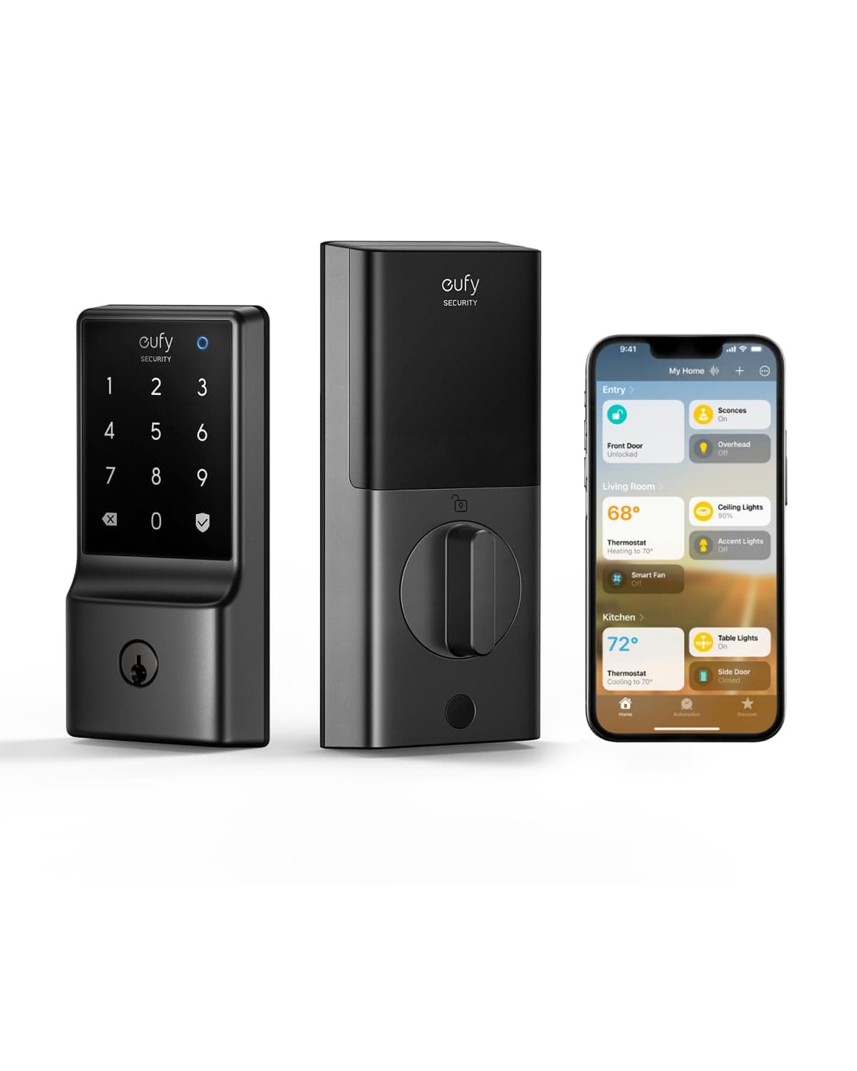 eufy Security Smart Lock C34, Keyless Entry Door Lock with Apple Home Ecosystem, Built-in Wi-Fi Deadbolt for Front Door or Back, Supports Matter, Alexa, Google Home, SmartThings