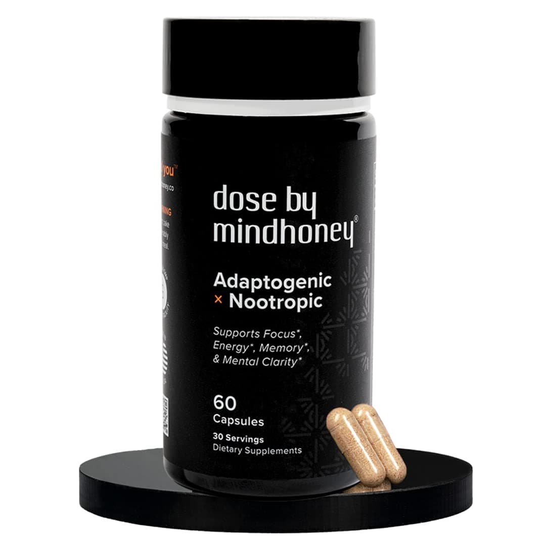 Dose 60ct - Premium Nootropic Adaptogen Brain Supplement - Support Memory, Focus, Energy, and Mood - Lion's Mane, Cordyceps, Chaga, Reishi, Ashwaganda, L-Theanine, Vitamin B, and More