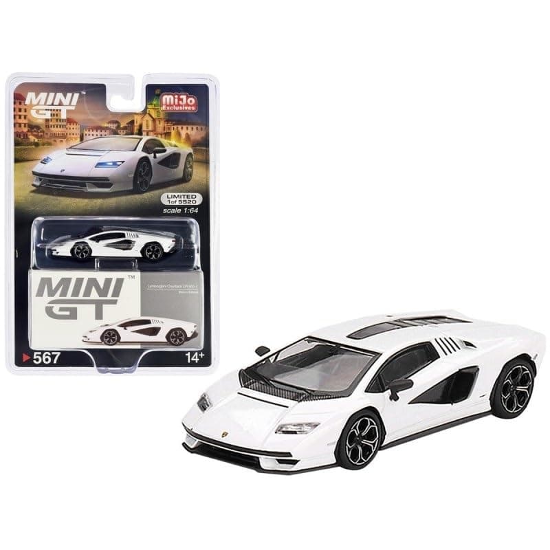 True Scale Miniatures Model Car Compatible with Lamborghini Countach LPI 800-4 Bianco Siderale 1/64 Diecast Model Car MGT00567