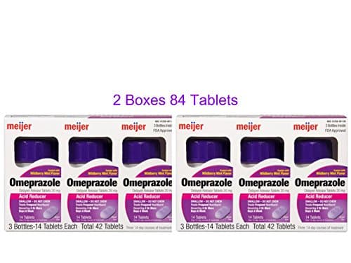 Omeprazole Wildberry Mint Delayed Release Tablets 20mg Acid Reducer 3 Bottles 14 Tablets Each 42 Tablets per Box-84 Total Tablets Buy More, Save More (2)