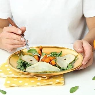 No Name No Seal 8-piece 6.5-inch appetizer plate with stand set Gold silver stainless steel round plates Suitable for cakes desserts, salads, dips, snacks, side dishes (Gold, 6.5inch)