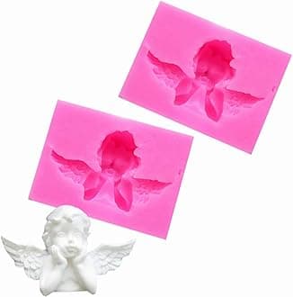 2 Pack Cake Decorating Mould 3D Lovely Angel Shape Fondant Mold Chocolate Decorating Mould for Homemade DIY Polymer Clay