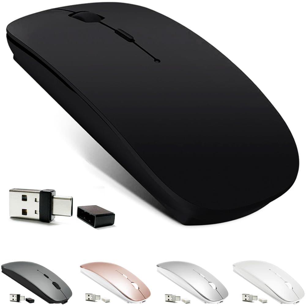 Rechargeable Bluetooth 5.2/3.0/Type-C/USB-2.4G Mouse for MacBook/MacBook air/Pro/iPad, Wireless Mouse for Laptop/Notebook/pc/iPad/Chromebook (Black)