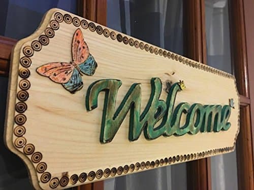 Wood Burnt Acrylic Welcome Plaque