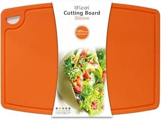 Liflicon Extra Large Thick Silicone Cutting Board 14.6'' x 10.43'' BPA Free and FDA Approved Chopping Board Flexible Nonslip Cutting Mats Dishwasher Safe - Orange
