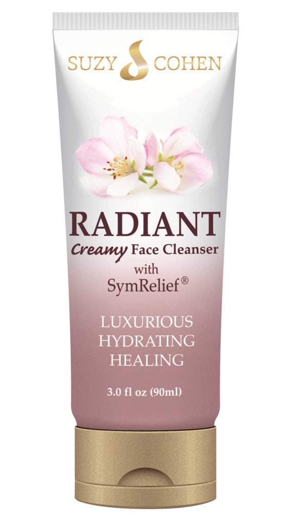 Radiant Creamy Cleanser With SymRelief By Suzy Cohen - Luxurious Hydrating Healing Solution For Troubled Skin - Perfect for Cystic Acne, Blotchy, Dry, Red, And Irritated Skin (3oz)