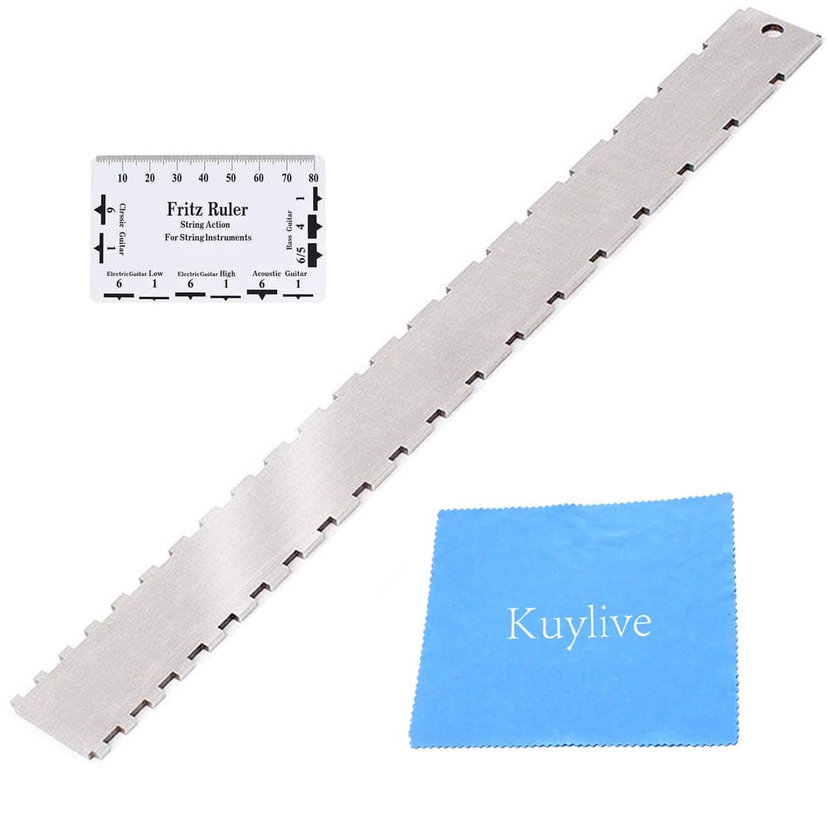 NeeQi Guitar Neck Notched Straight Edge Luthiers Tool with String Action Ruler Gauge for Gibson 24.75" and Fender 25.5" Electric Guitars