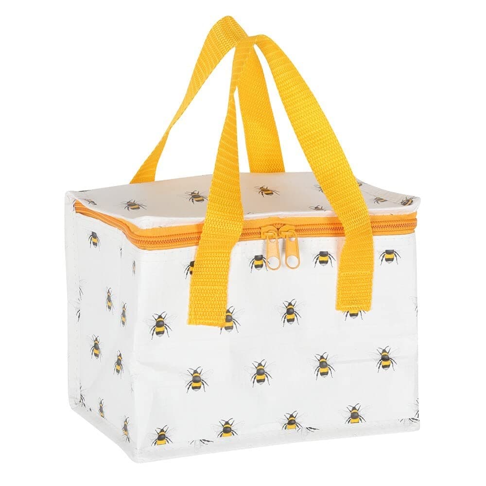 Something DifferentSomething Different Buzzworthy White & Yellow Bee Print Insulated Lunch Bag - 15cm x 20.5cm (1 Pc.) - Made of 40% Recycled Plastic, Adorable Design for Fresh and Safe Meals All Day