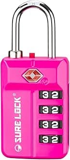 TSA Approved Travel Luggage Locks, Open Alert Combination Lock for School Office & Gym Locker,Toolbox, Pelican Case,Pink 1 Pack