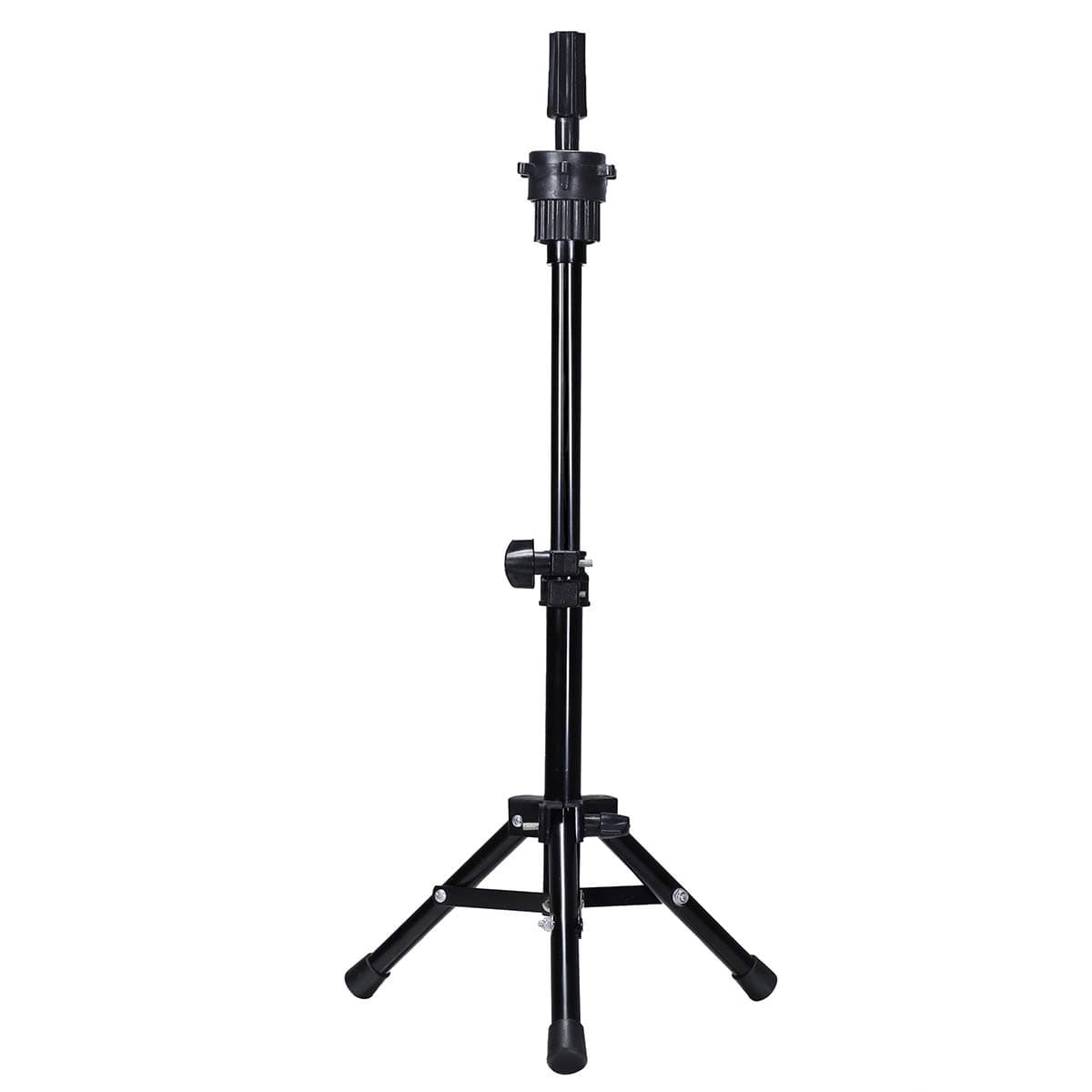 DANSEE Mini Wig Tripod Foldable Stand Adjustable Mannequin Head Metal Tripod Canvas Block Head Stand Holder Wig Manikin Head Table Display for Cosmetology Salons Hairdressing Training Black(36-55cm)