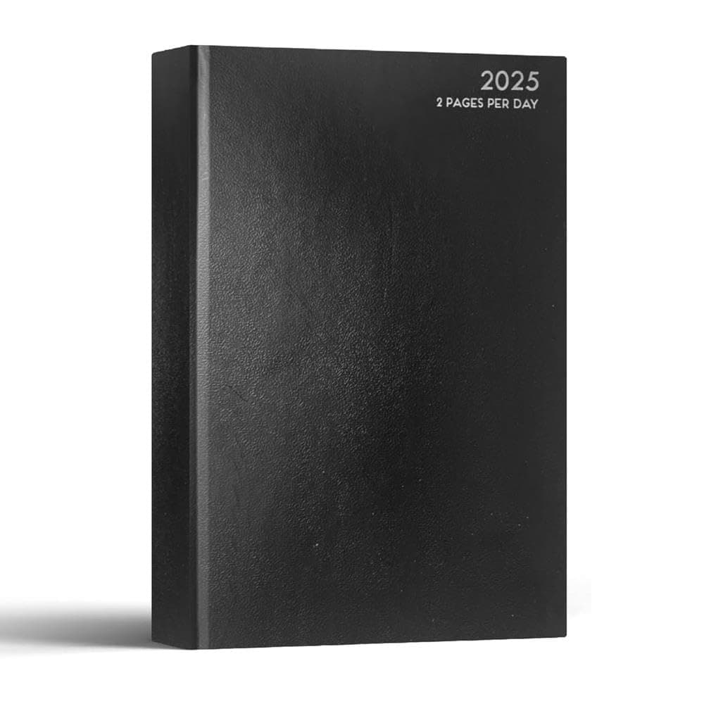 A4 two pages per day 2025 hardback desk diary restaurant planner (Black)