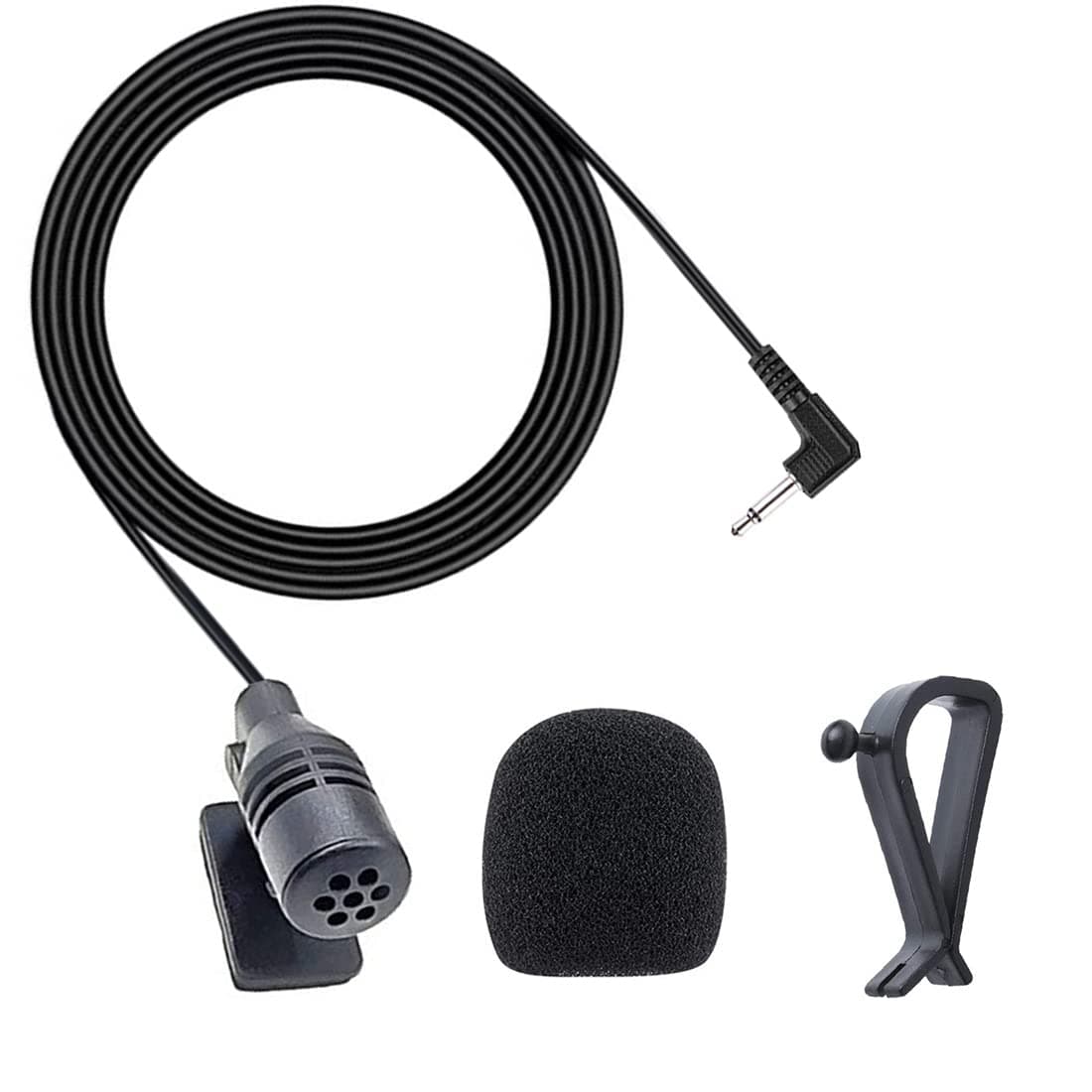 3.5 mm Car Microphone Portable External Microphone Assembly for Car Vehicle Head Unit Bluetooth Audio Stereo Radio GPS DVD, 3 m Cable, Plug and Play
