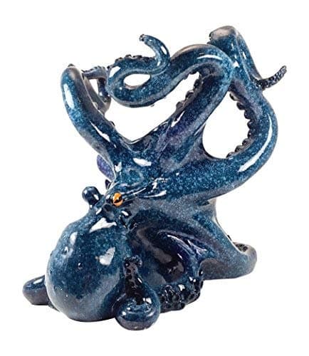 Blue Octopus Wine Bottle Holder 7.5 Tall by Globe Imports