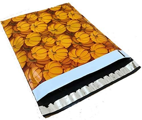 10x13 - Fall Pumpkin Designer Printed Poly Mailers Shipping Envelopes Self Sealing Boutique Custom Bags (30 Pcs)
