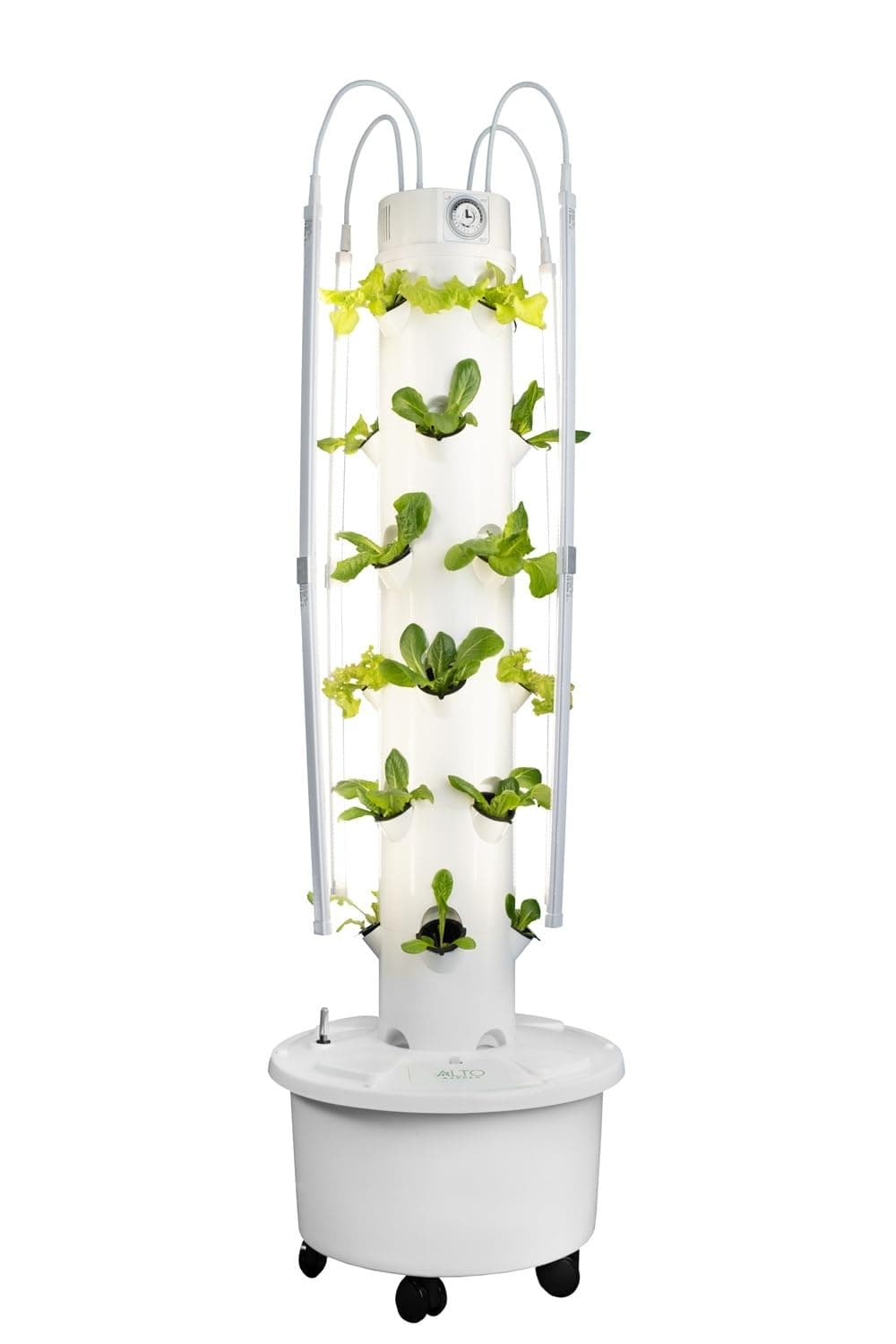 GX Hydroponic Tower | Vertical Planter Tower | Hydroponics Growing System Kit | Food Grade with 24 Net Pots (with LED Grow Lights)