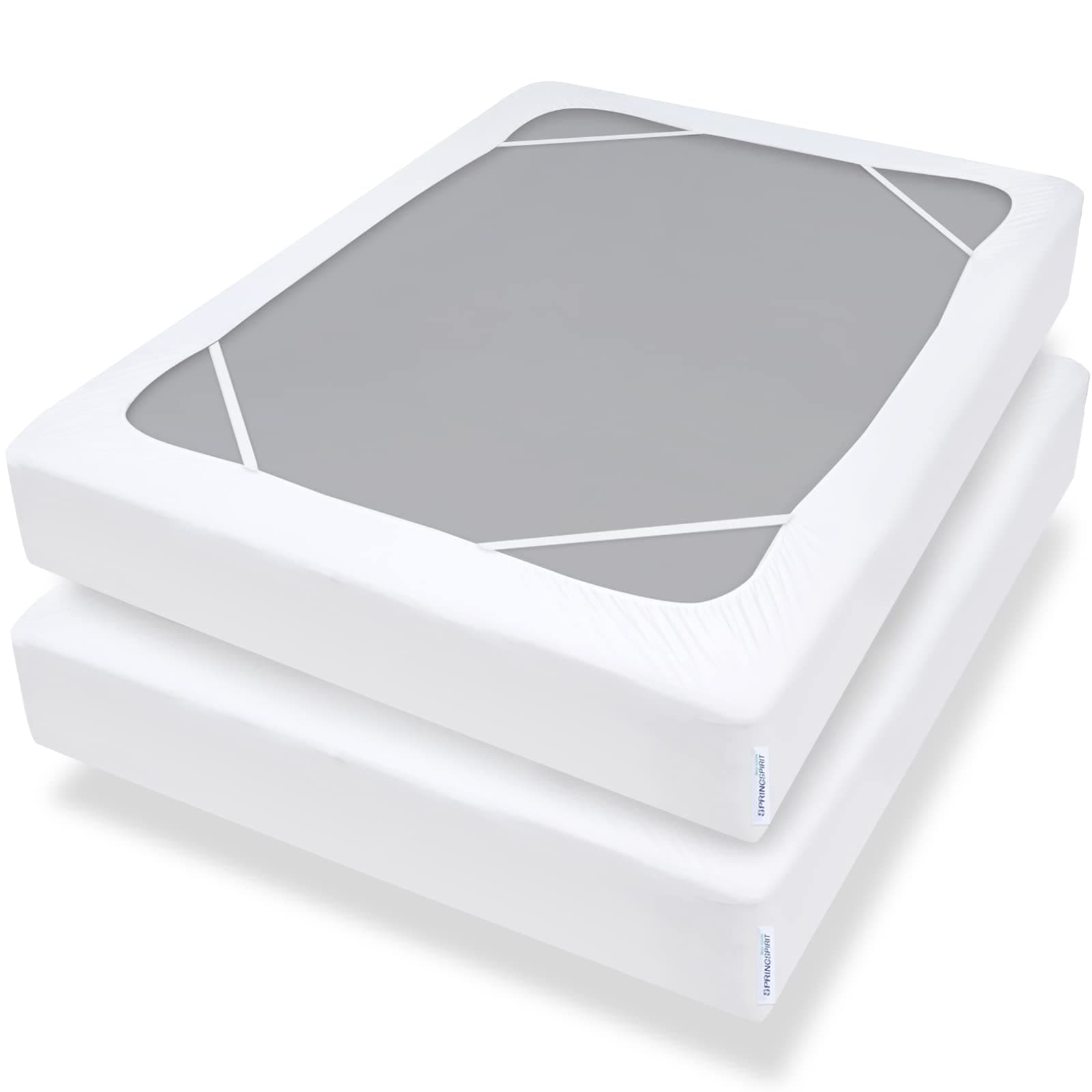 SPRINGSPIRIT Box Spring Cover King Size with Smooth and Elastic Woven Material, Alternates for Bed Skirt, Wrinkle & Fading Resistant, Washable, Dustproof, White, 2 Pack