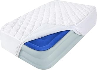 Moonsea Twin Air Mattress Pad Sheets Cover, Air Mattress Topper Protector Plush Quilted, Soft Breathable and Noiseless Down Alternative Mattress Pad with Deep Pocket Fits Up to 16 inch Mattress