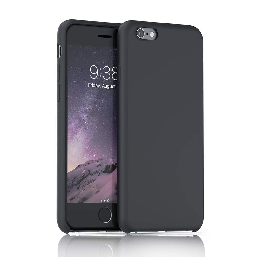 Lamzu iPhone 6 Case/iPhone 6S Case, Soft Smooth Shockproof Silicone Rubber Case with Soft Fiber Lining Compatible with iPhone 6 / 6S, Black02