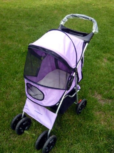 Splendid Pets Purple 4 Wheel Easy Fold Dog Stroller/Foldable Pet Buggy/Pushchair for Dogs & Cats