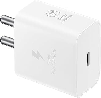 Samsung Original 25W USB Type-C Travel Adaptor Without Cable for Google Pixel, Xiaomi, Motorola, iPhone, Samsung Galaxy Tab S/A Series, Galaxy S10/M54/M55/A80/A90/S25/S24, White