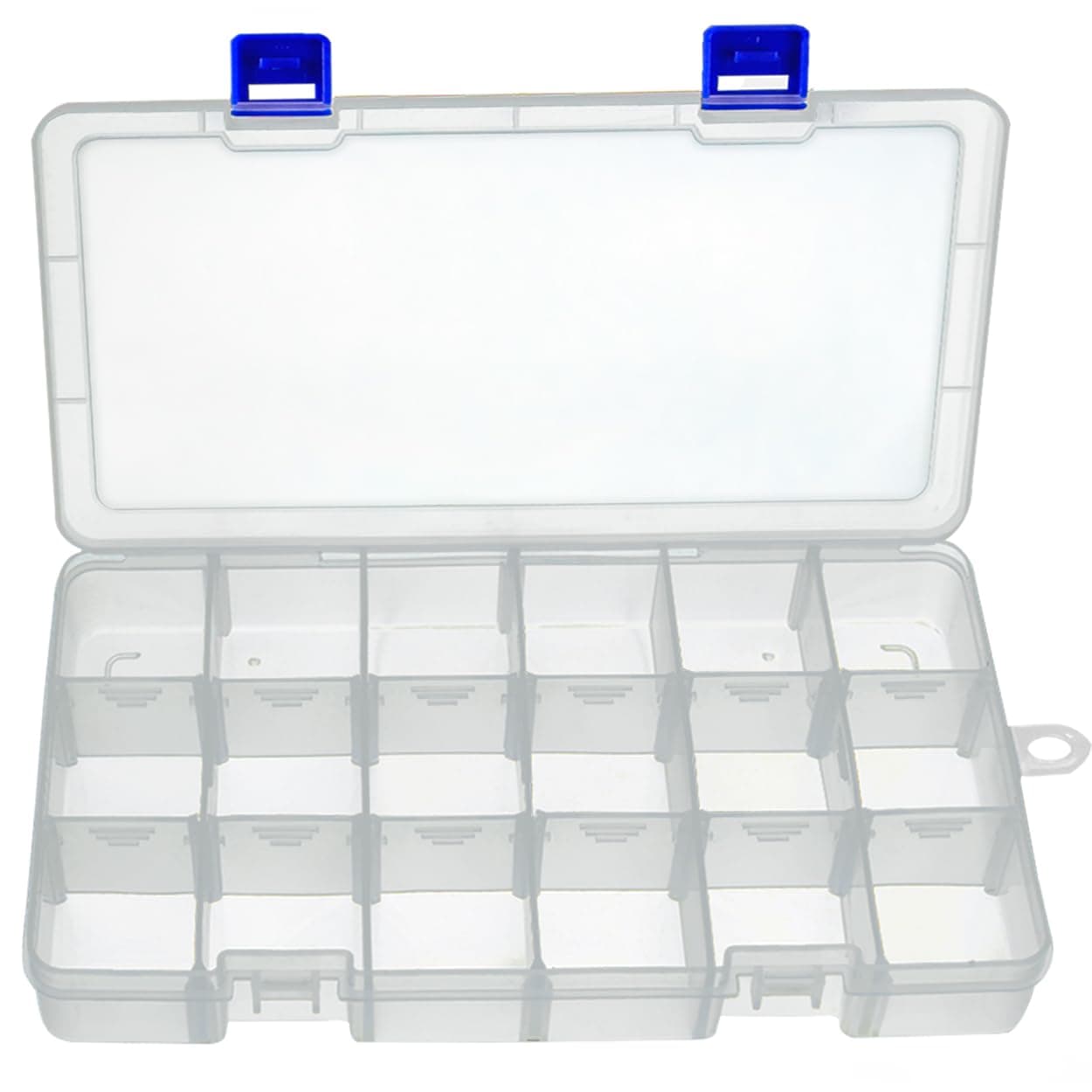 DUOFIRE Bead Organizer Box with Adjustable Dividers - Clear Plastic Storage for Beads, Jewelry, Fishing Tackle (18 Grids, White)