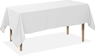 Lann's Linens - 60" x 102" Premium Tablecloth for Wedding/Banquet/Restaurant - Rectangular Polyester Fabric Table Cloth - White